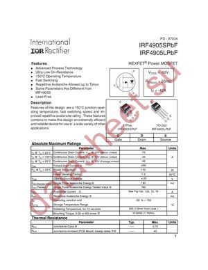 IRF4905LPBF datasheet  